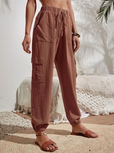 Drawstring Joggers with Cargo Pockets - Sydney So Sweet