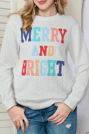 MERRY AND BRIGHT Cable Knit Pullover Sweatshirt - Sydney So Sweet