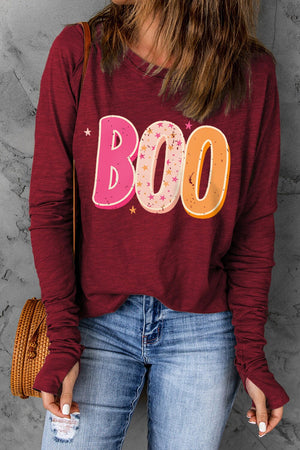 BOO Graphic Thumbhole Sleeve T-Shirt - Sydney So Sweet