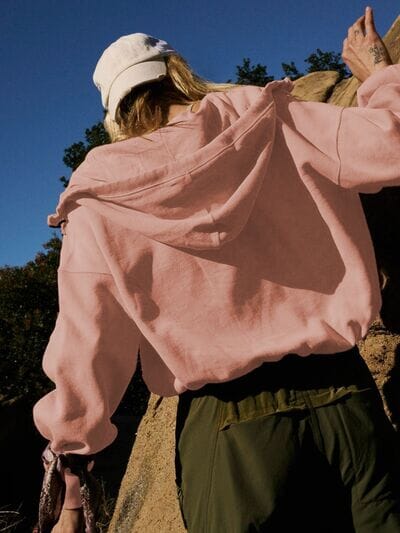 Half Zip Pocketed Dropped Shoulder Hoodie - Sydney So Sweet