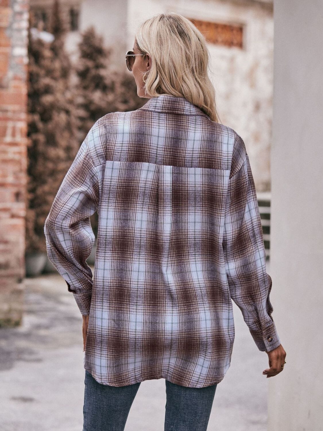 Plaid Dropped Shoulder Longline Shirt - Sydney So Sweet