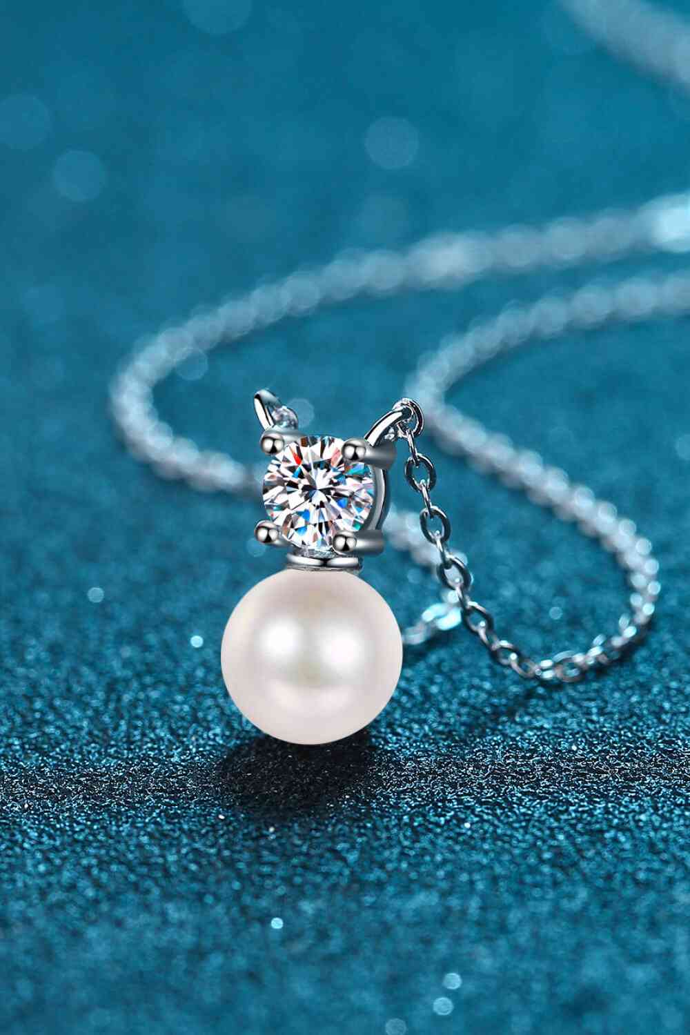 925 Sterling Silver Freshwater Pearl Moissanite Necklace - Sydney So Sweet