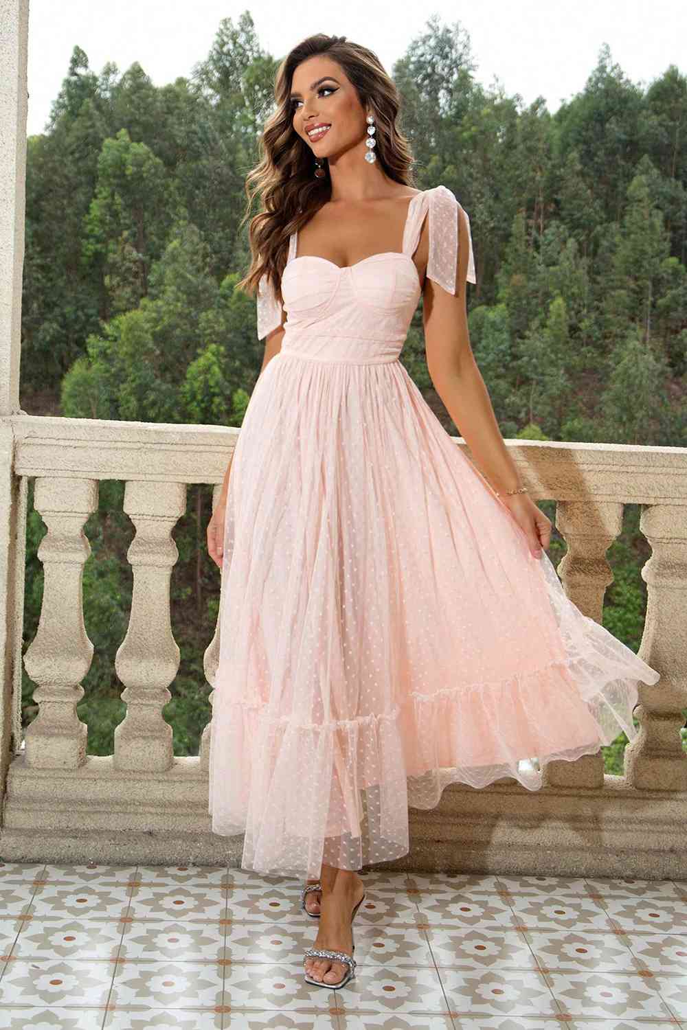 Tie-Shoulder Sweetheart Neck Dress - Sydney So Sweet