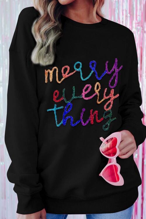 Merry Everything Sequin Dropped Shoulder Sweatshirt - Sydney So Sweet