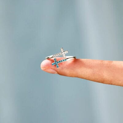 Zircon 925 Sterling Silver Double Cross Bypass Ring - Sydney So Sweet