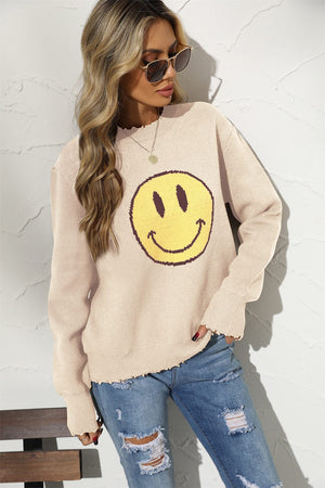 Smily Face Graphic Sweater - Sydney So Sweet