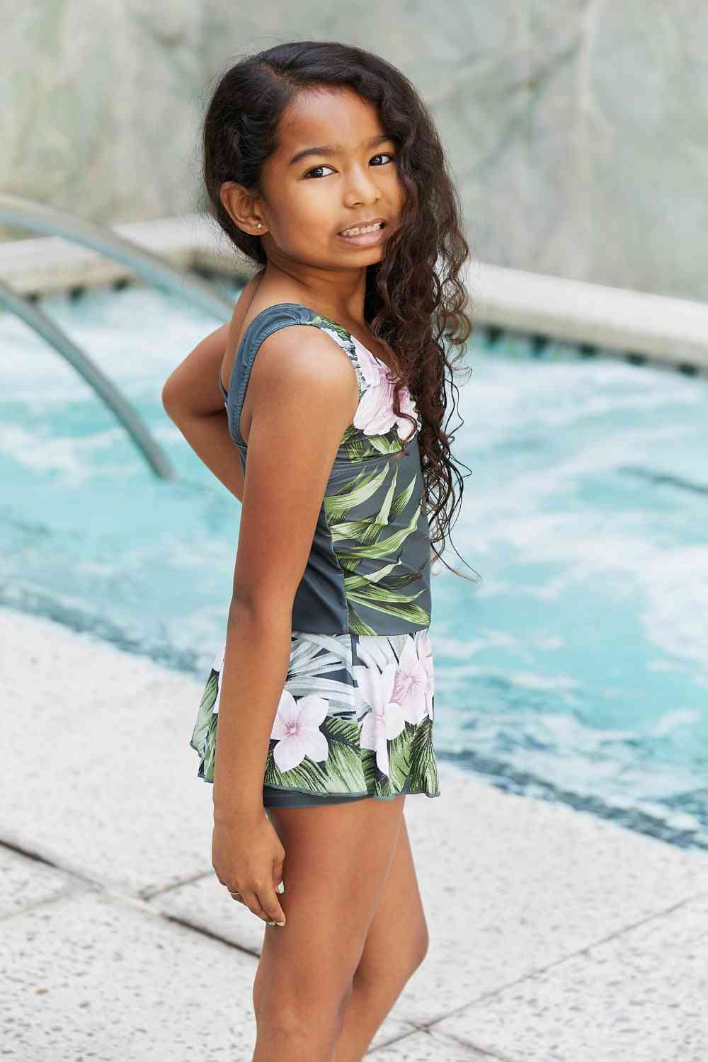 Clear Waters Girls Swim Dress in Aloha Forest - Sydney So Sweet