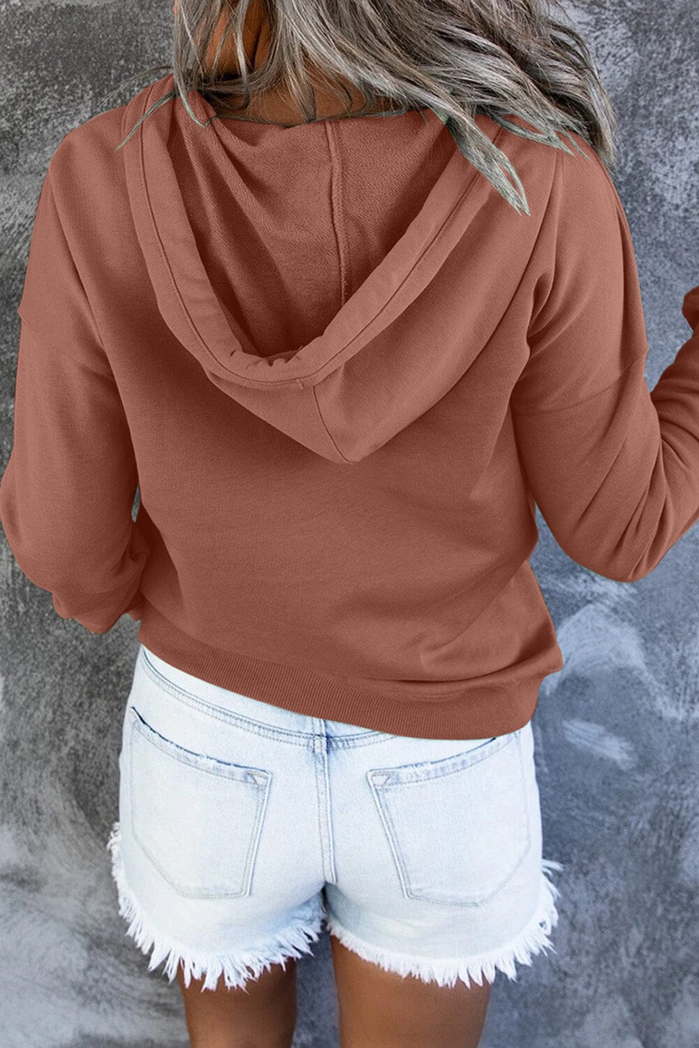 Dropped Shoulder Long Sleeve Hoodie with Pocket - Sydney So Sweet