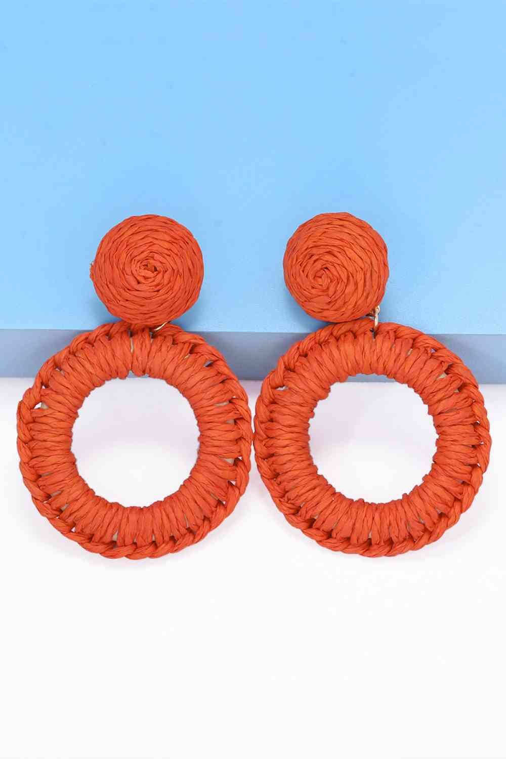 Round Shape Raffia Grass Dangle Earrings - Sydney So Sweet