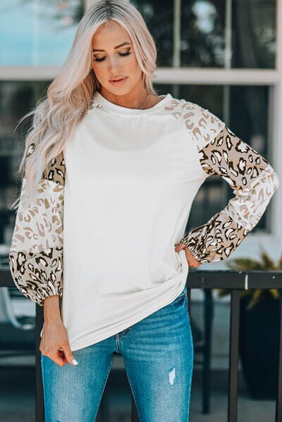 Leopard Round Neck Dropped Shoulder T-Shirt - Sydney So Sweet