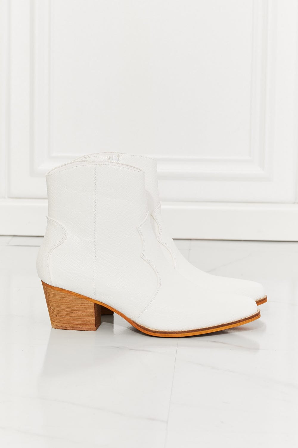 Watertower Town Faux Leather Western Ankle Boots in White - Sydney So Sweet