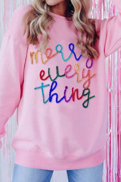 Merry Everything Sequin Dropped Shoulder Sweatshirt - Sydney So Sweet