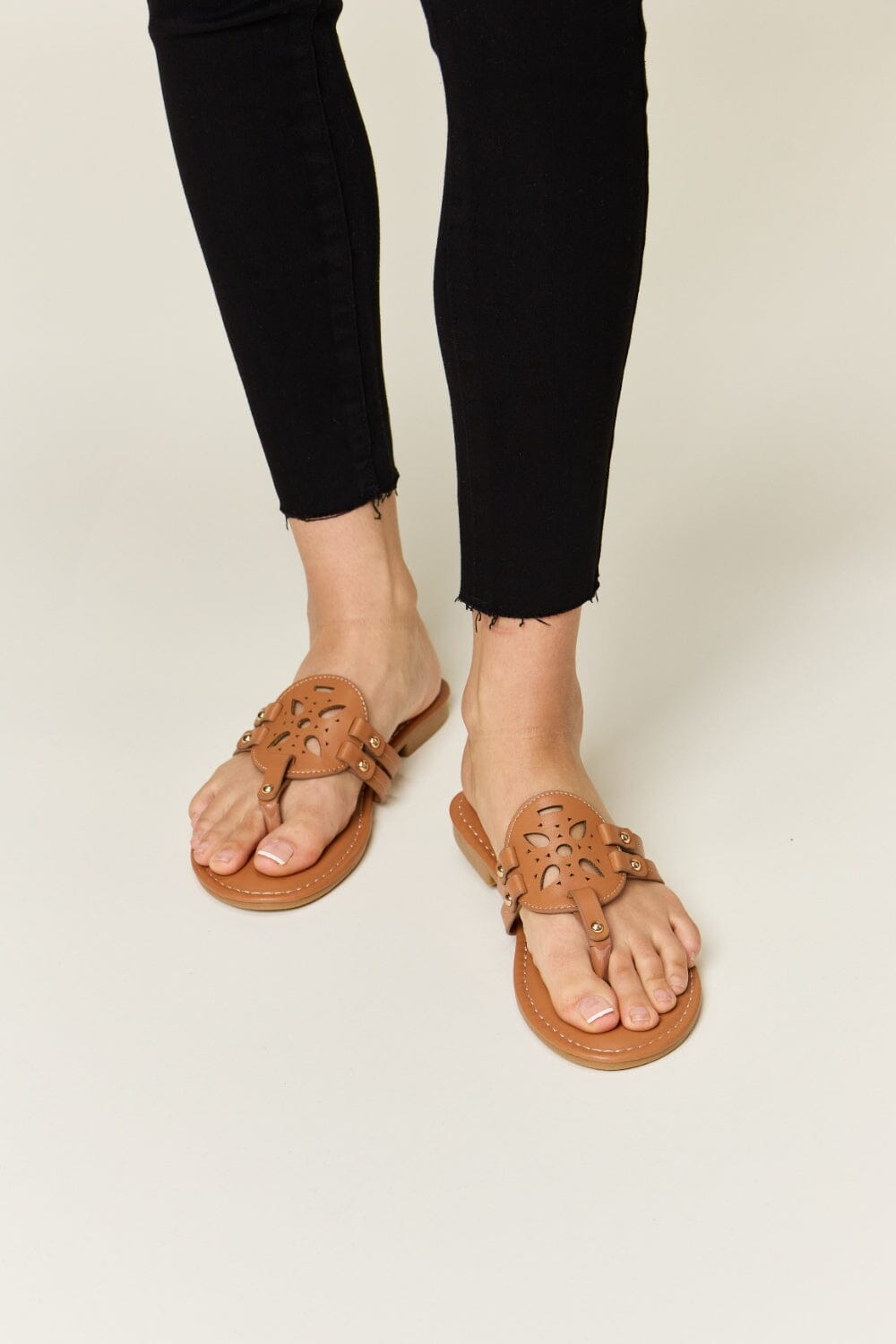 Forever Link Cutout PU Leather Open Toe Sandals - Sydney So Sweet