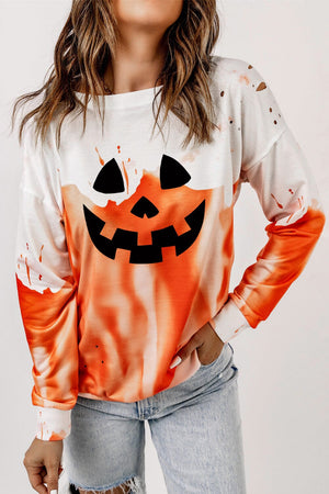 Halloween Jack-O-Lantern Dip Dye Sweatshirt - Sydney So Sweet