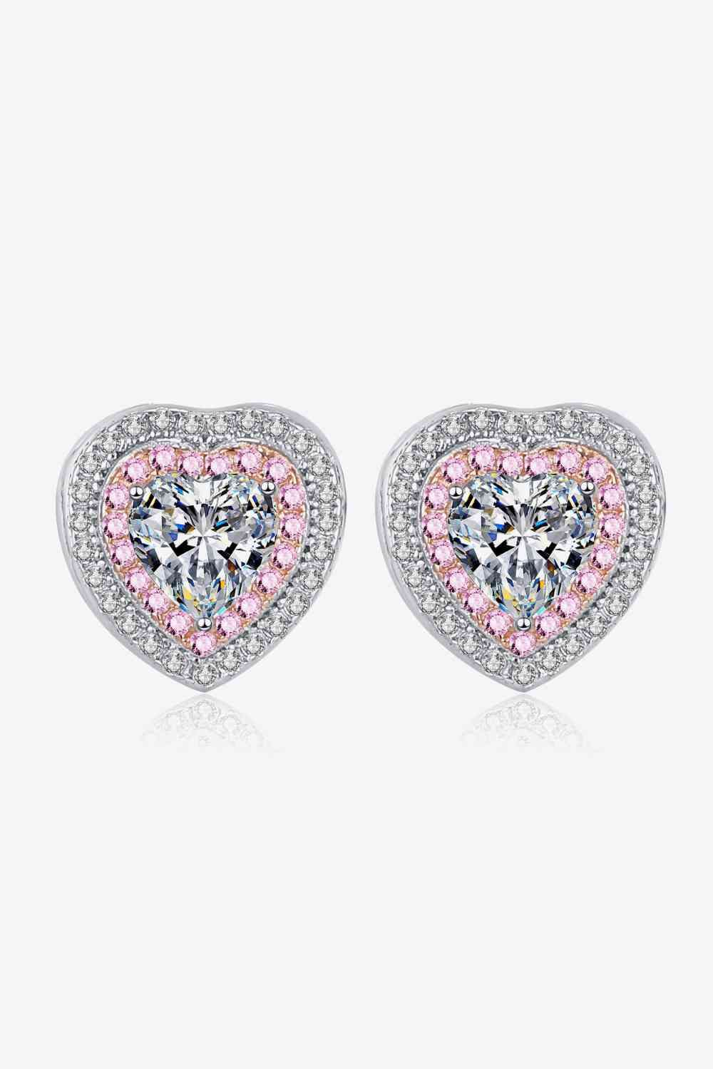 Moissanite Heart-Shaped Stud Earrings - Sydney So Sweet