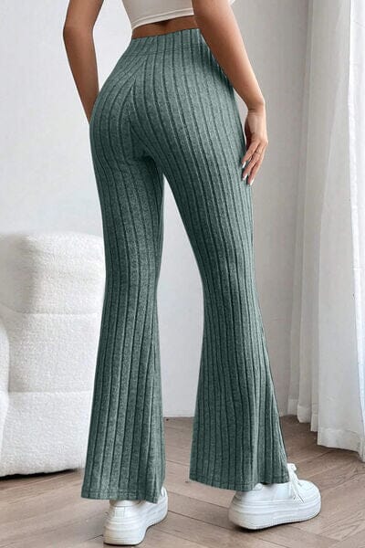 Basic Bae Full Size Ribbed High Waist Flare Pants - Sydney So Sweet