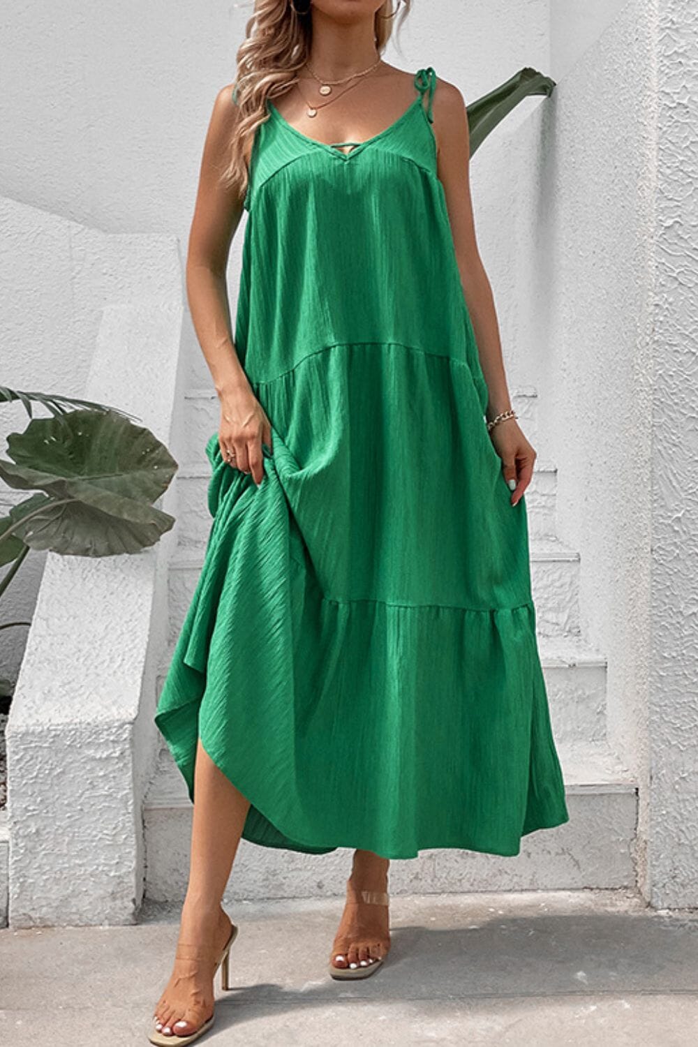 Tie-Shoulder Tiered Maxi Dress - Sydney So Sweet