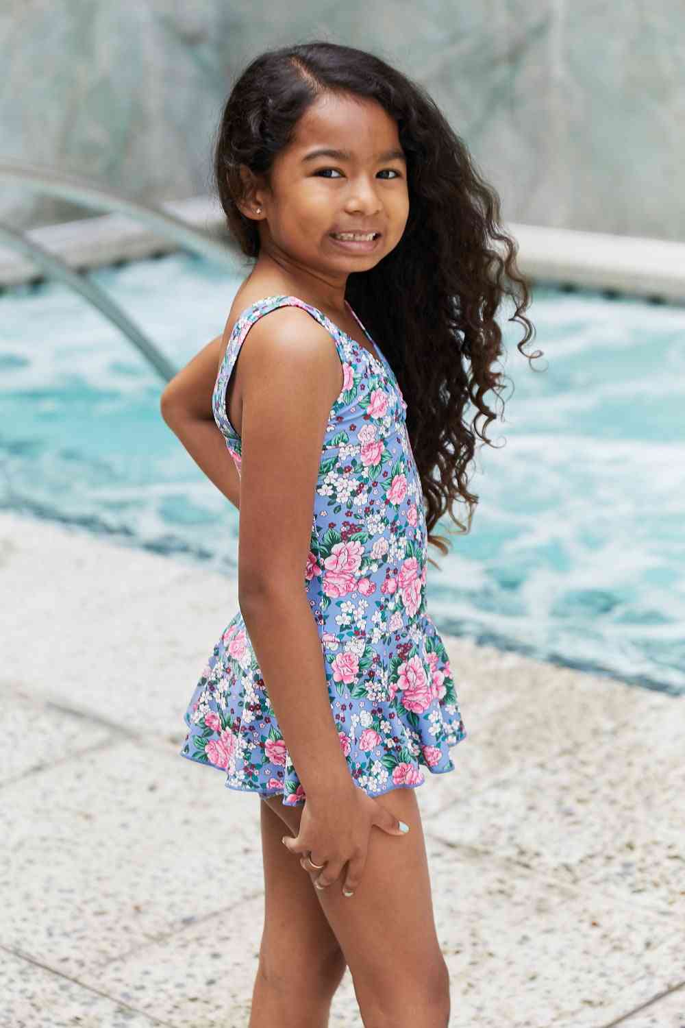 Clear Waters Girls Swim Dress in Rose Sky - Sydney So Sweet