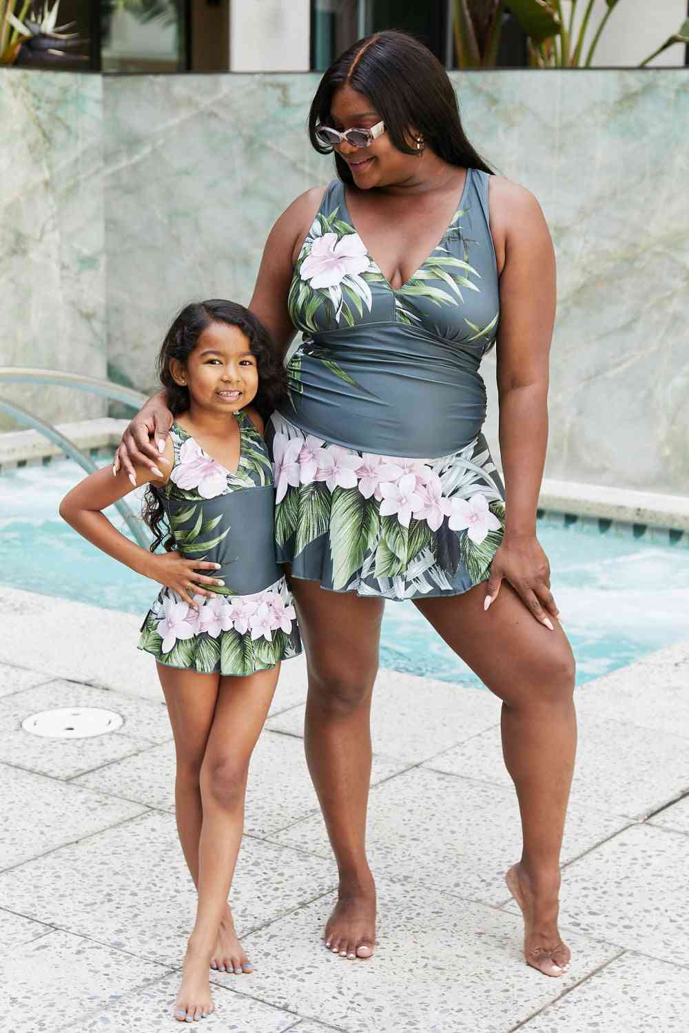 Clear Waters Girls Swim Dress in Aloha Forest - Sydney So Sweet