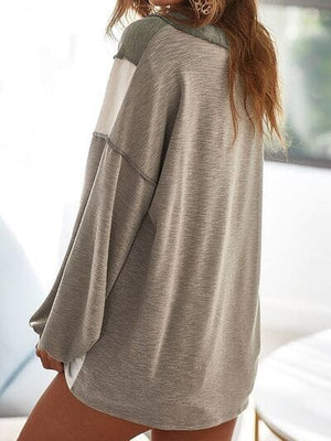 Exposed Seam Color Block V-Neck Top - Sydney So Sweet