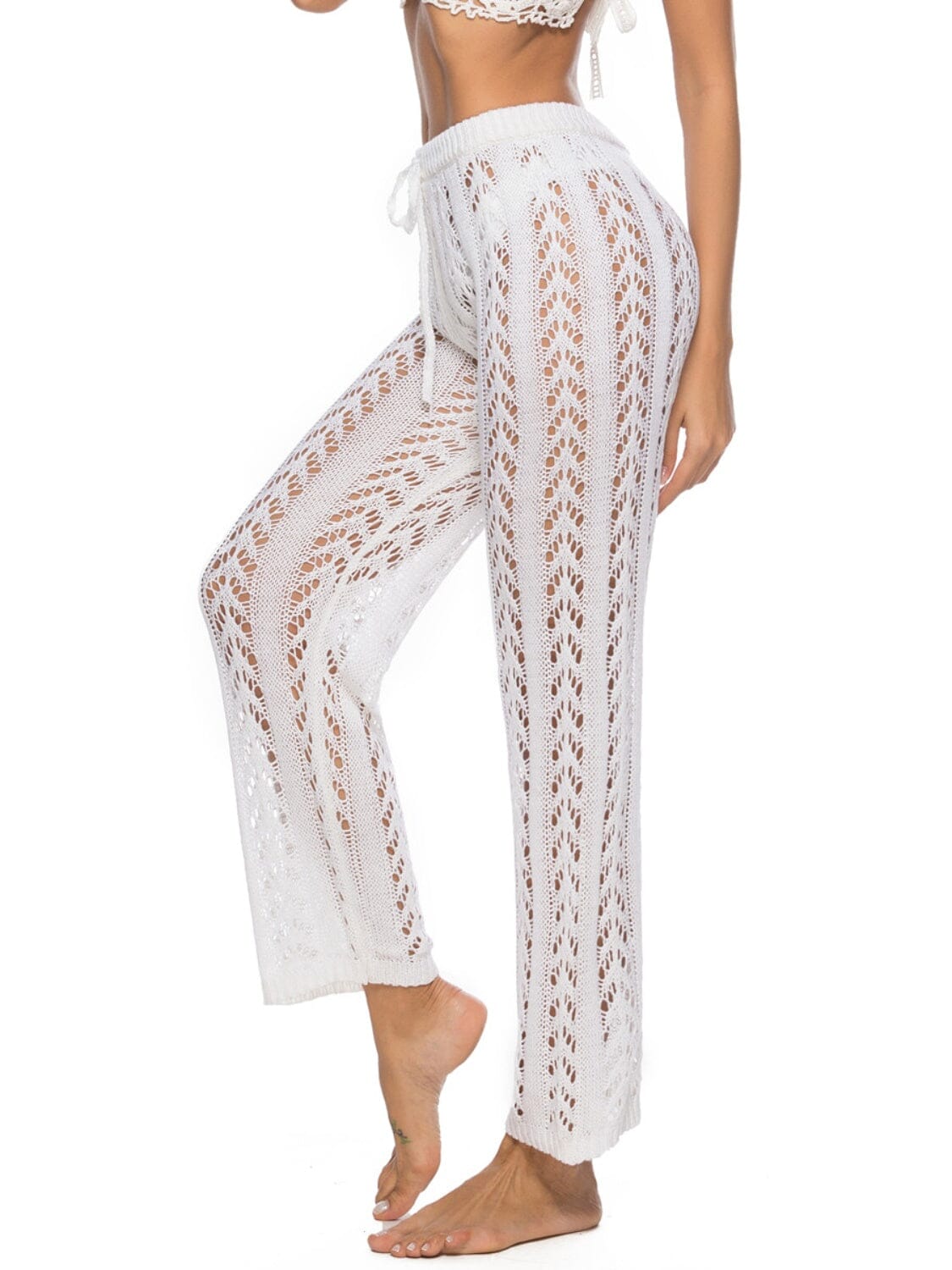 Cutout Drawstring High Waist Swim Pants - Sydney So Sweet