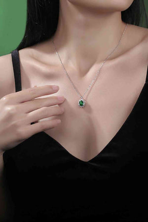 1.5 Carat Lab-Grown Emerald 925 Sterling Silver Necklace - Sydney So Sweet