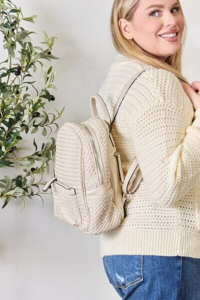 PU Leather Woven Backpack - Sydney So Sweet