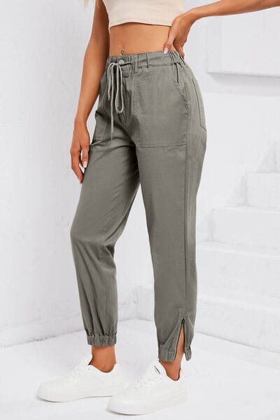 Drawstring Side Zip Joggers - Sydney So Sweet