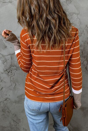 Striped Round Neck Long Sleeve T-Shirt - Sydney So Sweet