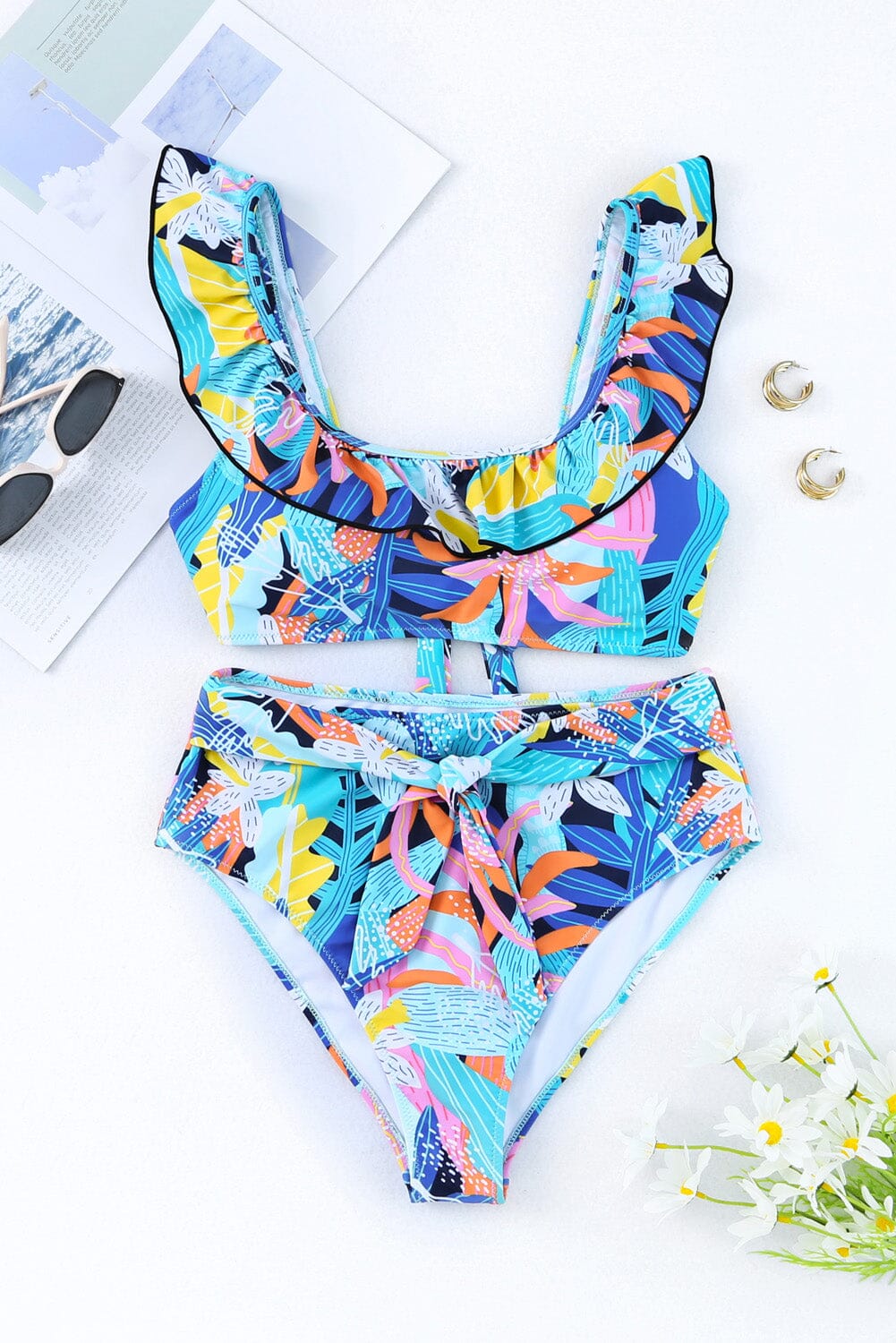 Ruffled Wide Strap Swim Top and Bottom Set - Sydney So Sweet