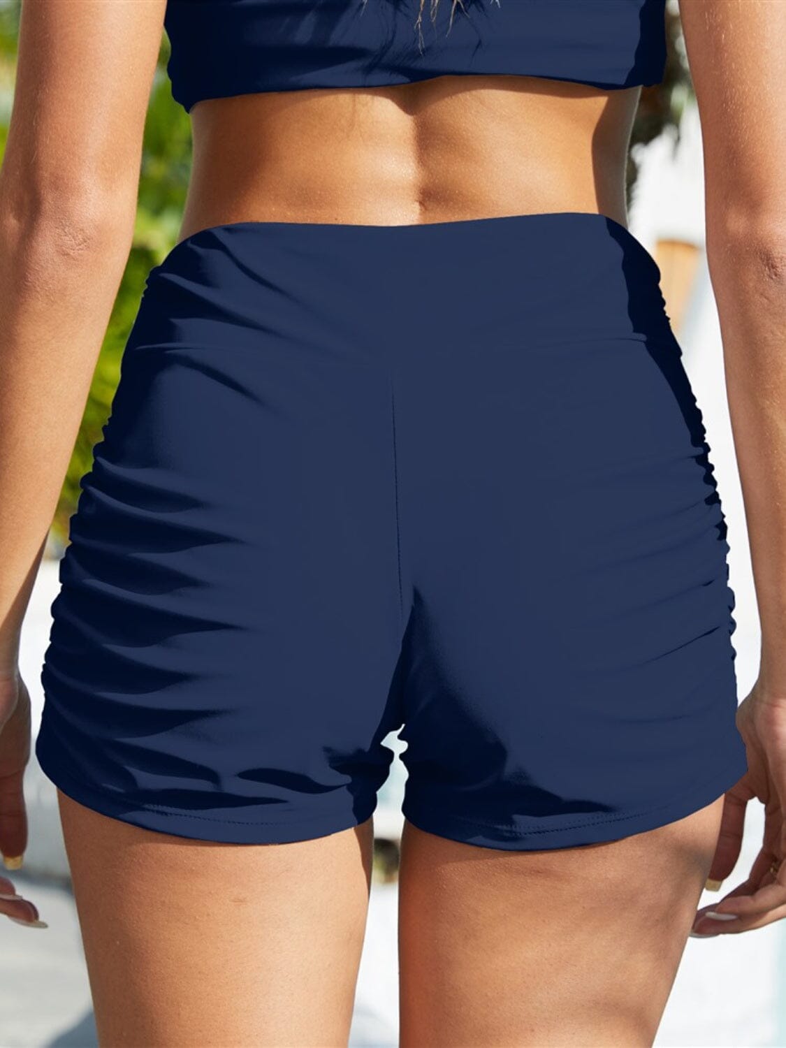 Ruched Mid-Rise Waist Swim Shorts - Sydney So Sweet