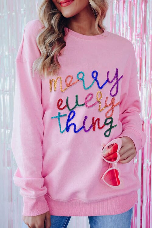 Merry Everything Sequin Dropped Shoulder Sweatshirt - Sydney So Sweet