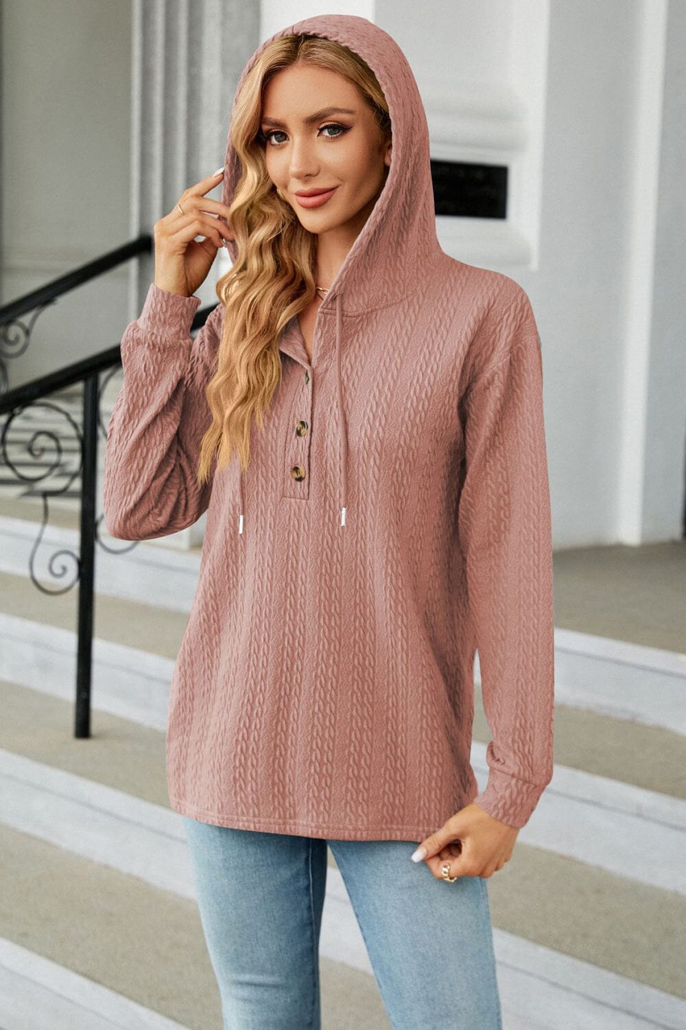 Cable-Knit Long Sleeve Hoodie - Sydney So Sweet