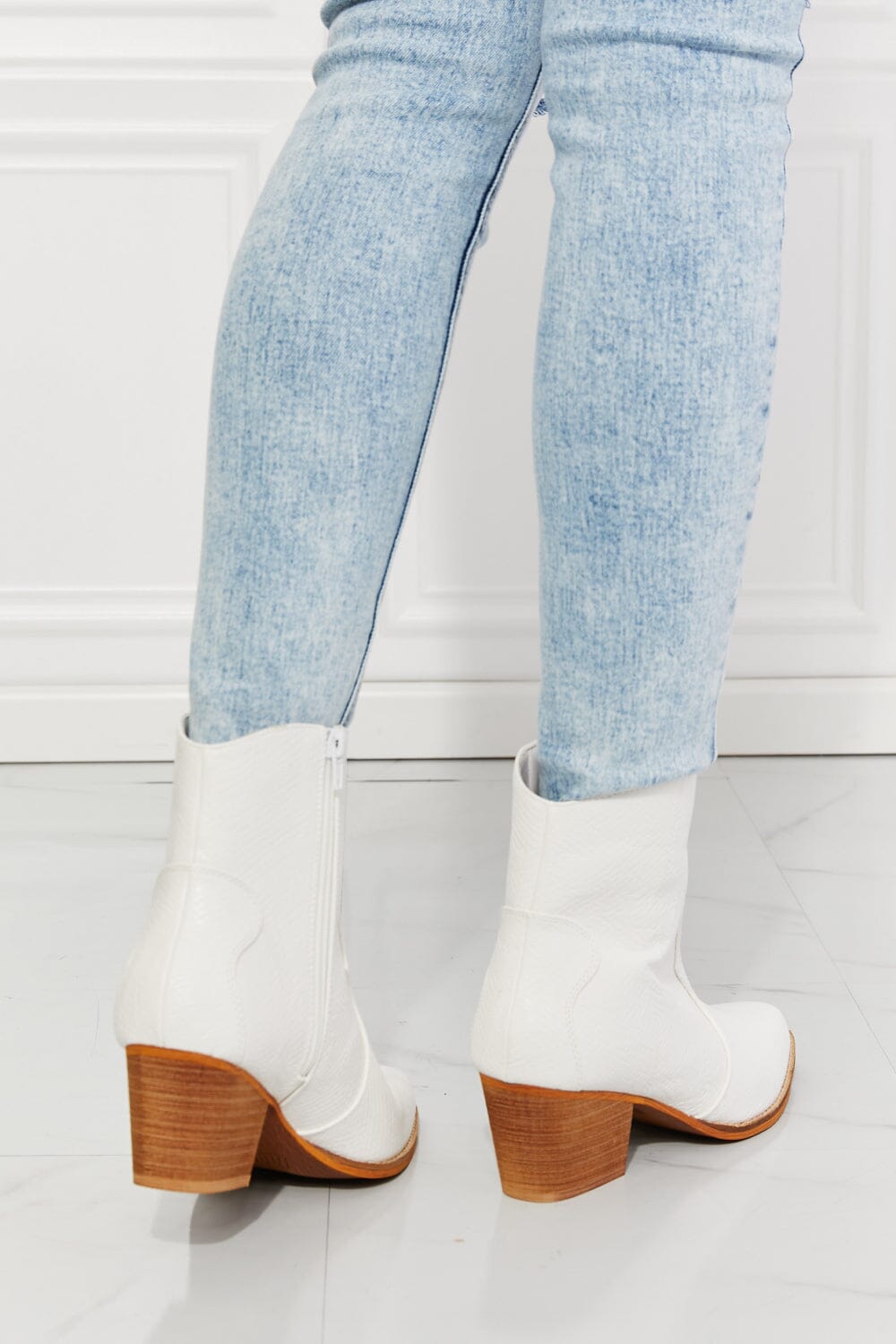 Watertower Town Faux Leather Western Ankle Boots in White - Sydney So Sweet