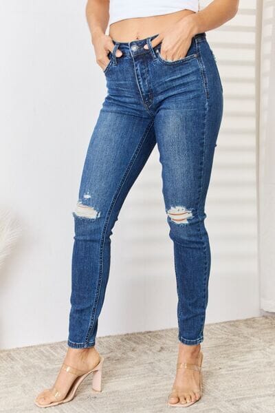 Judy Blue Full Size High Waist Distressed Slim Jeans - Sydney So Sweet