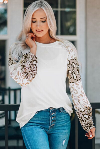 Leopard Round Neck Dropped Shoulder T-Shirt - Sydney So Sweet