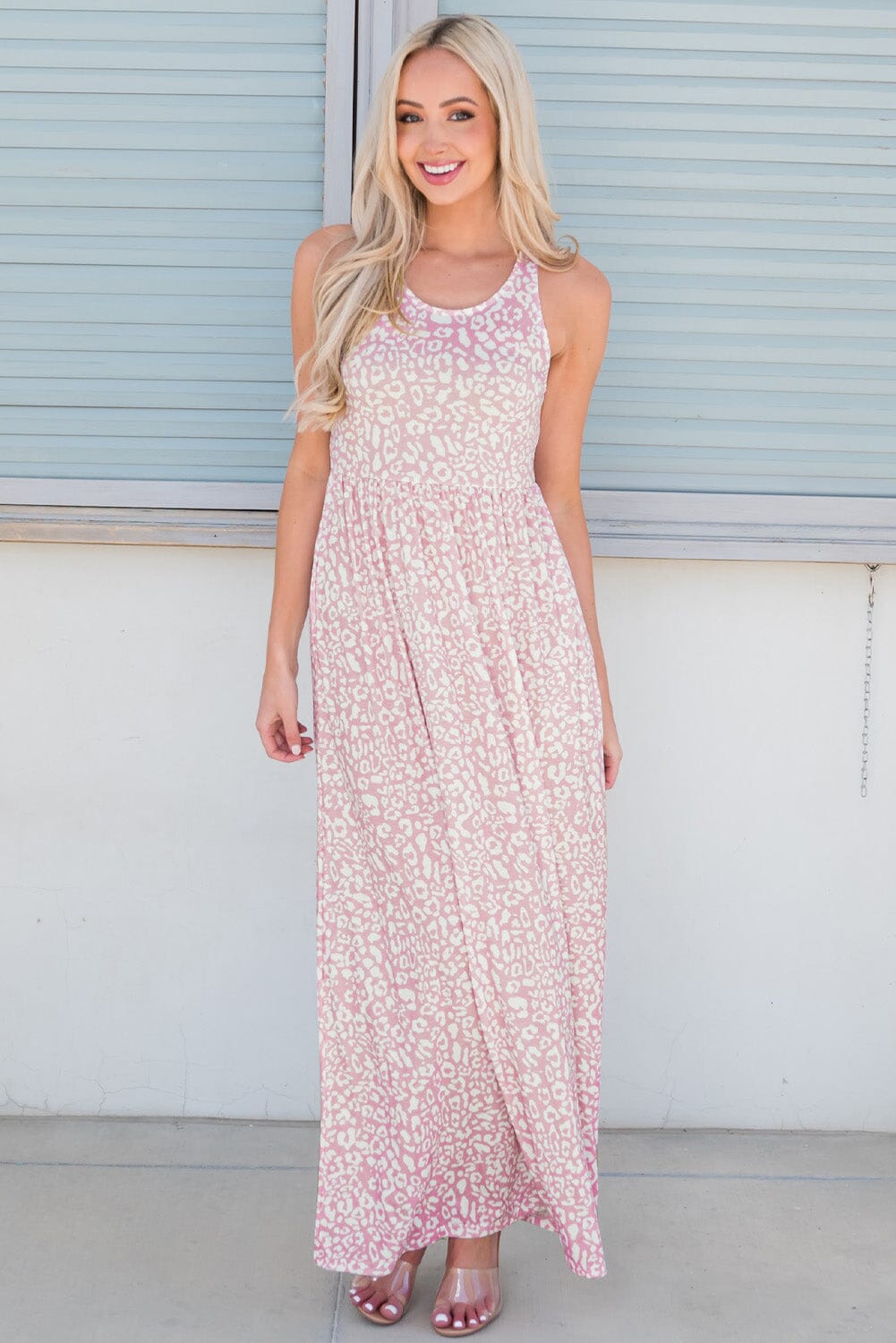 Leopard Round Neck Sleeveless Maxi Dress - Sydney So Sweet