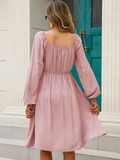 Off-Shoulder Balloon Sleeve Smocked Dress - Sydney So Sweet