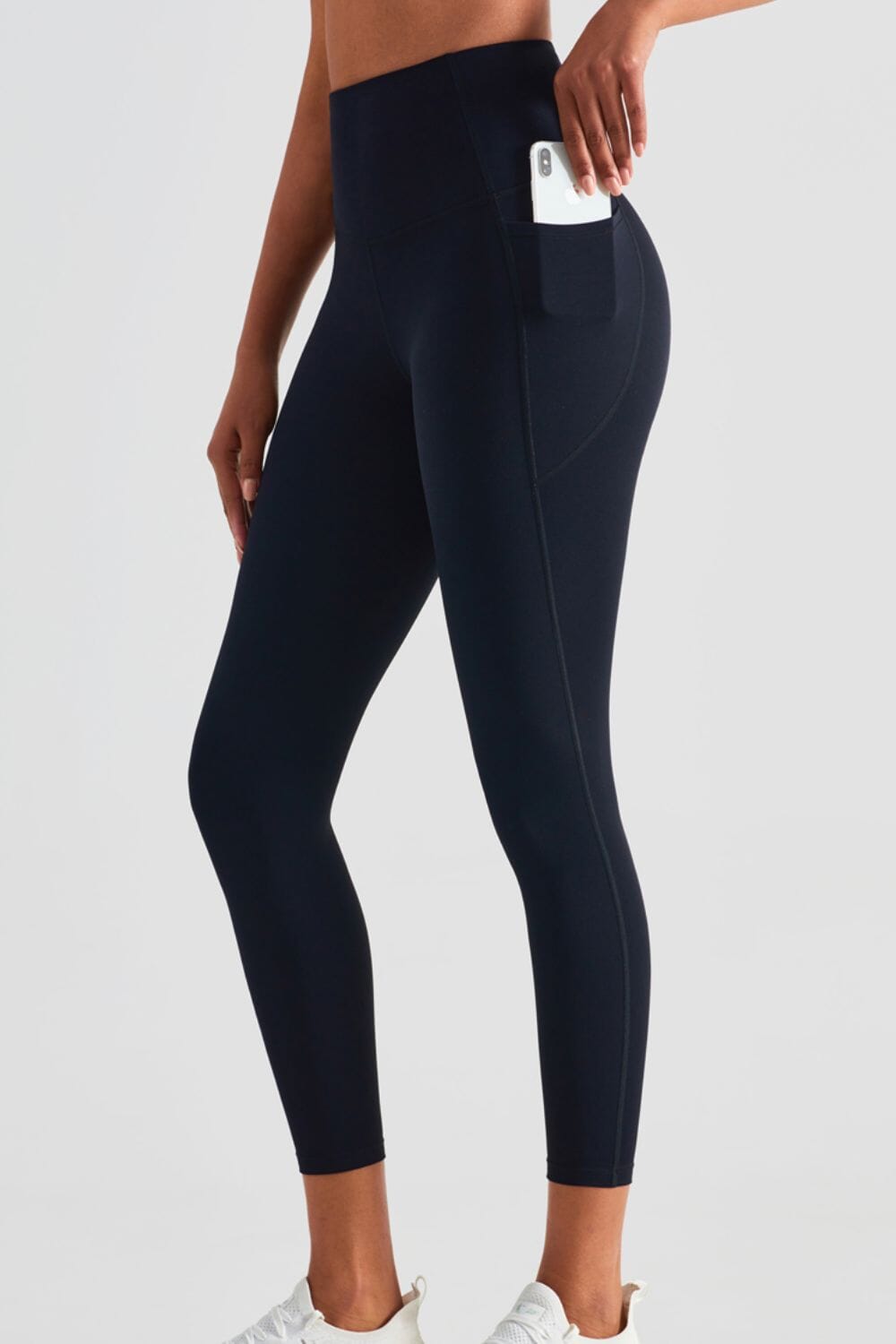 Wide Waistband Sports Leggings with Pockets Black / 4