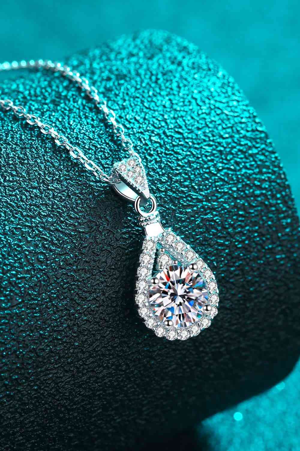 2 Carat Moissanite Teardrop Pendant 925 Sterling Silver Necklace - Sydney So Sweet