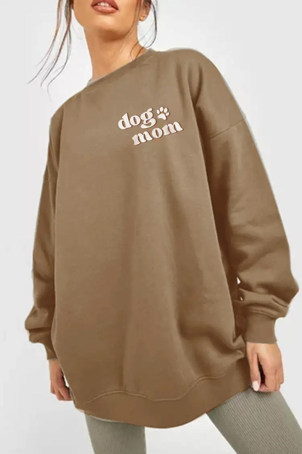 Simply Love Full Size Round Neck Dropped Shoulder DOG MOM Graphic Sweatshirt - Sydney So Sweet
