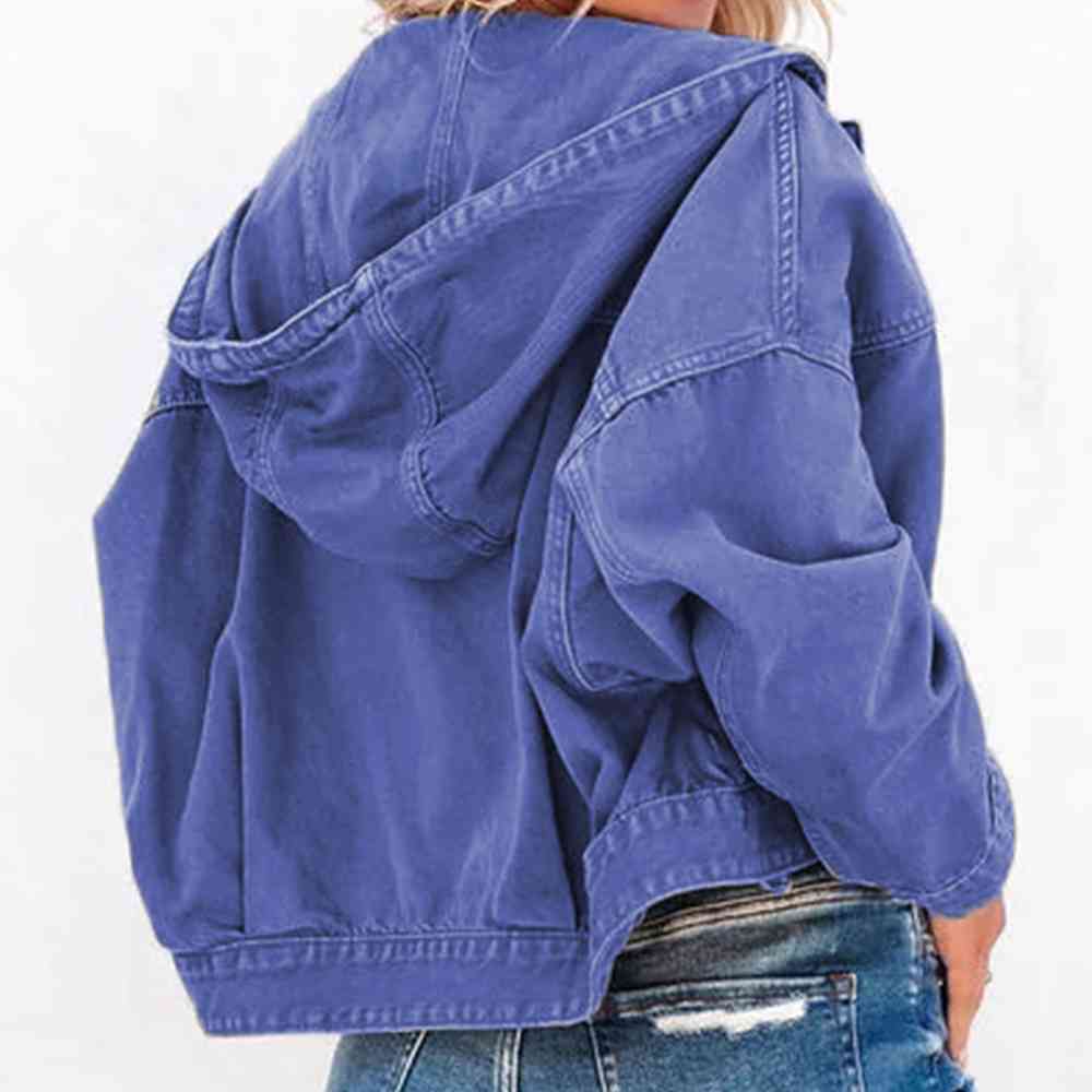 Hooded Dropped Shoulder Denim Jacket - Sydney So Sweet