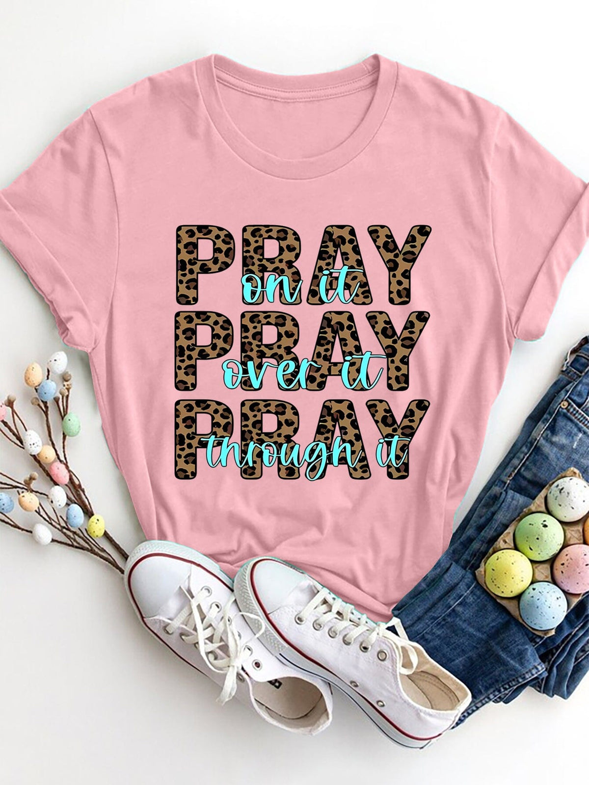 Pray Pray Pray Women&#39;s Graphic Short Sleeve T-Shirt - Sydney So Sweet