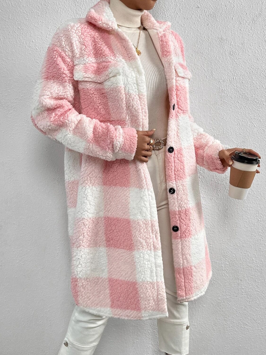 Plaid Collared Neck Button Down Coat - Sydney So Sweet