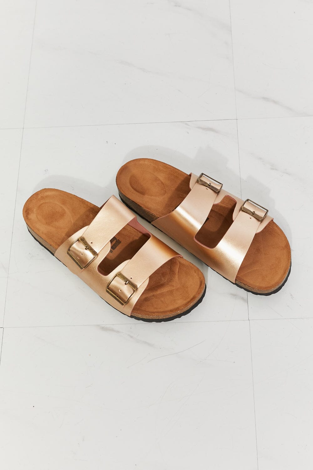 Best Life Double-Banded Slide Sandal in Gold - Sydney So Sweet