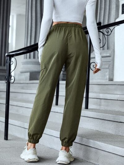 Grey Joggers With Front Pockets High Waisted