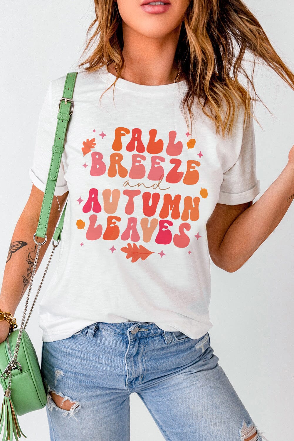 Autumn Breeze Beautiful Leaves Black Floral Pumpkin Patch Graphic Tee -  A2952BK