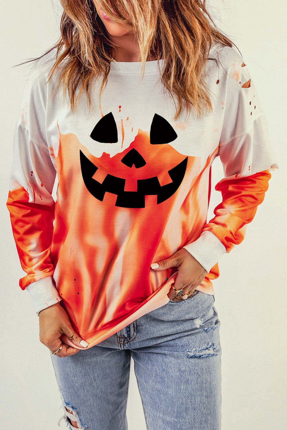 Halloween Jack-O-Lantern Dip Dye Sweatshirt - Sydney So Sweet