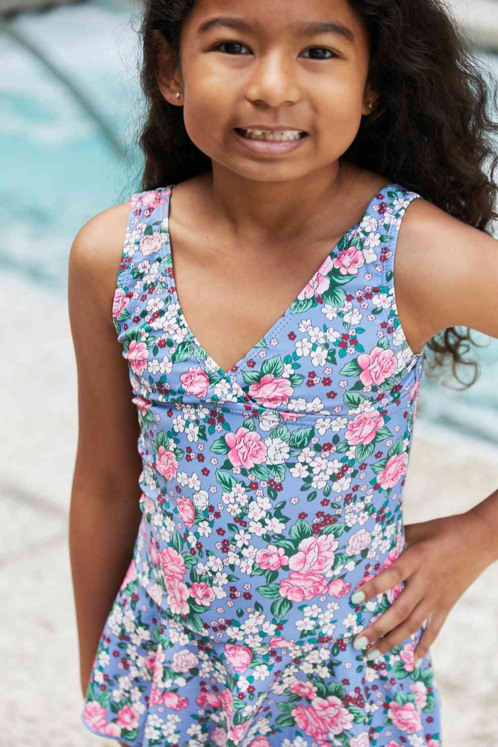 Clear Waters Girls Swim Dress in Rose Sky - Sydney So Sweet