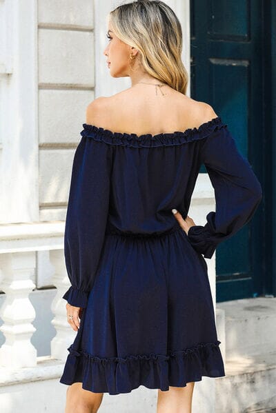 Frill Off-Shoulder Flounce Sleeve Dress - Sydney So Sweet